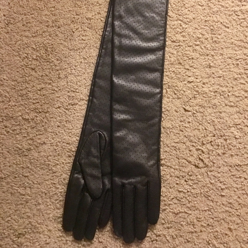 24 Inch Black Leather Gloves